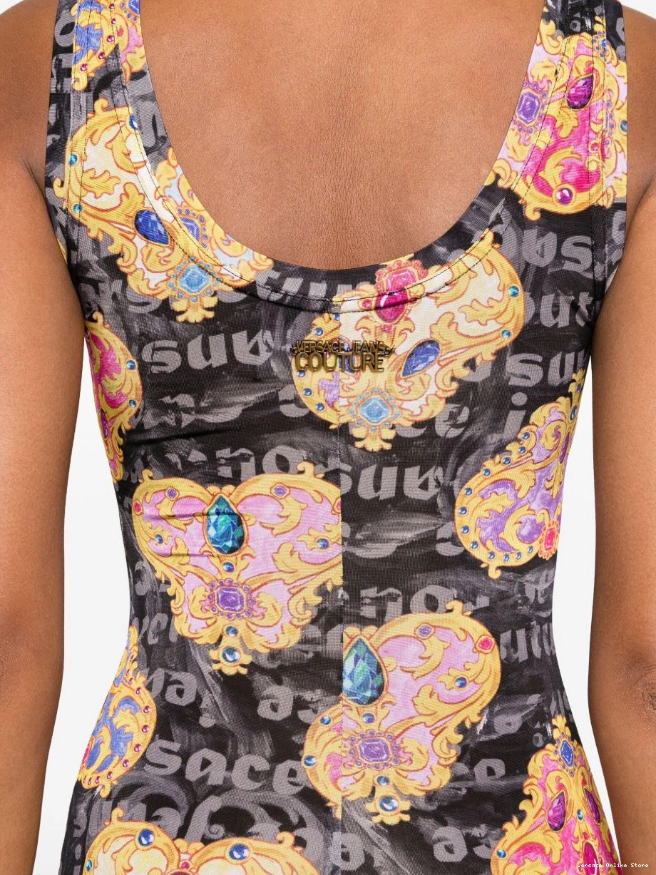 Affordable Couture Women Jeans Versace Heart-Couture-print jersey dress 0710
